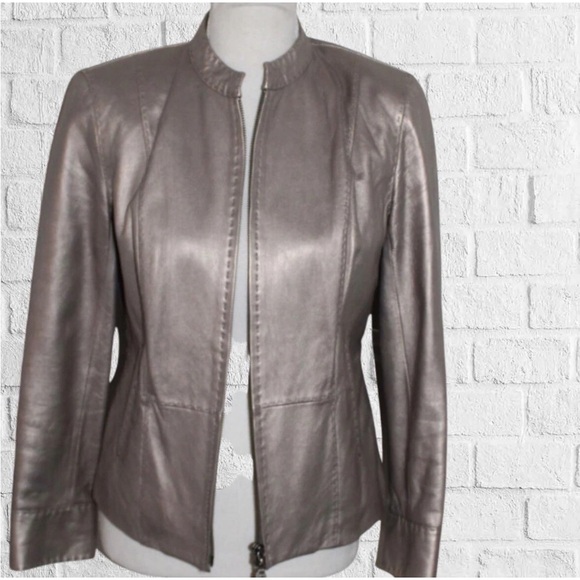 Sigrid Olsen Genuine Lamb Leather Platinum Jacket sz.S - Picture 5 of 12